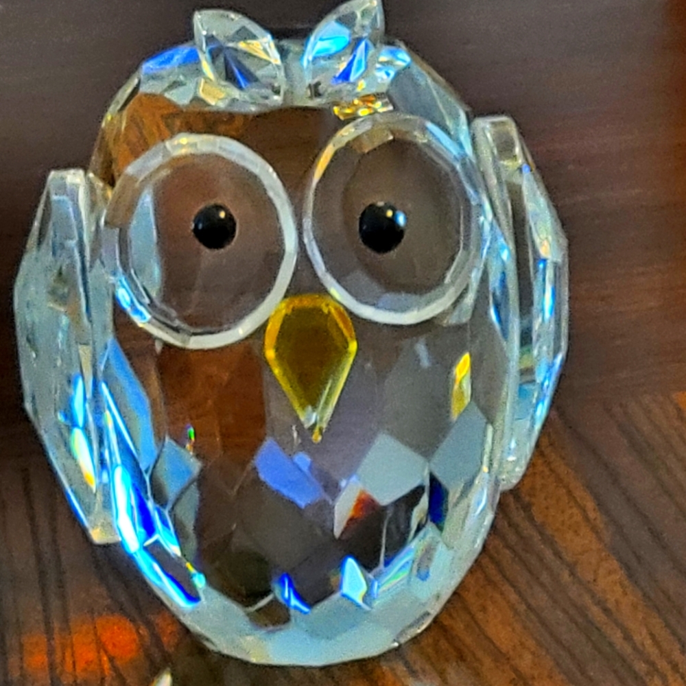 Vintage Crystal Owl Figurine large.